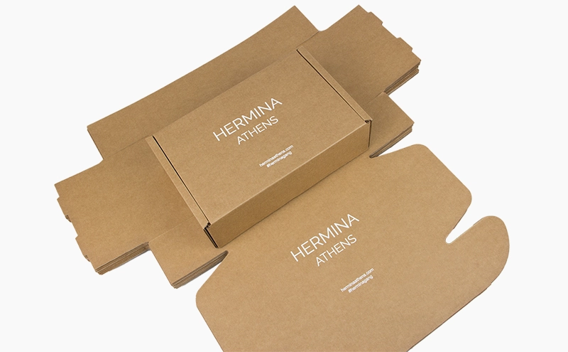 flat shipped E flute corrugated printed box, corrugated mailing box