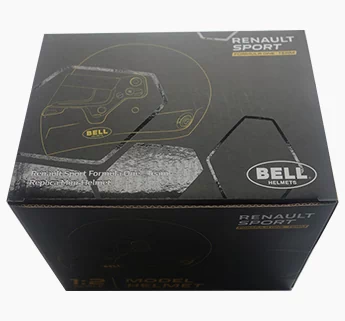 spot UV corrugated printed box, snap bottom corrugated box for helmet packaging, printed folding carton