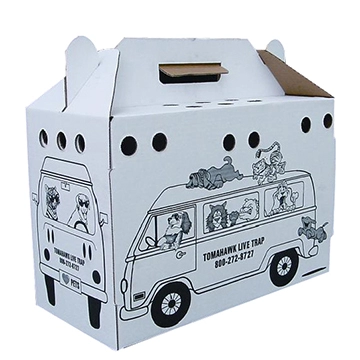 cat carrier, carrying carton, box, corrugated carrier, portable cartons, boxes, corrugated printed boxes