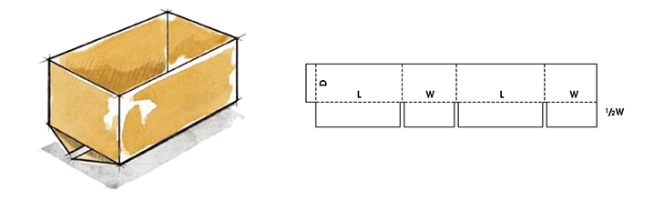 half slotted carton box style, HSC style corrugated box, corrugated printed box